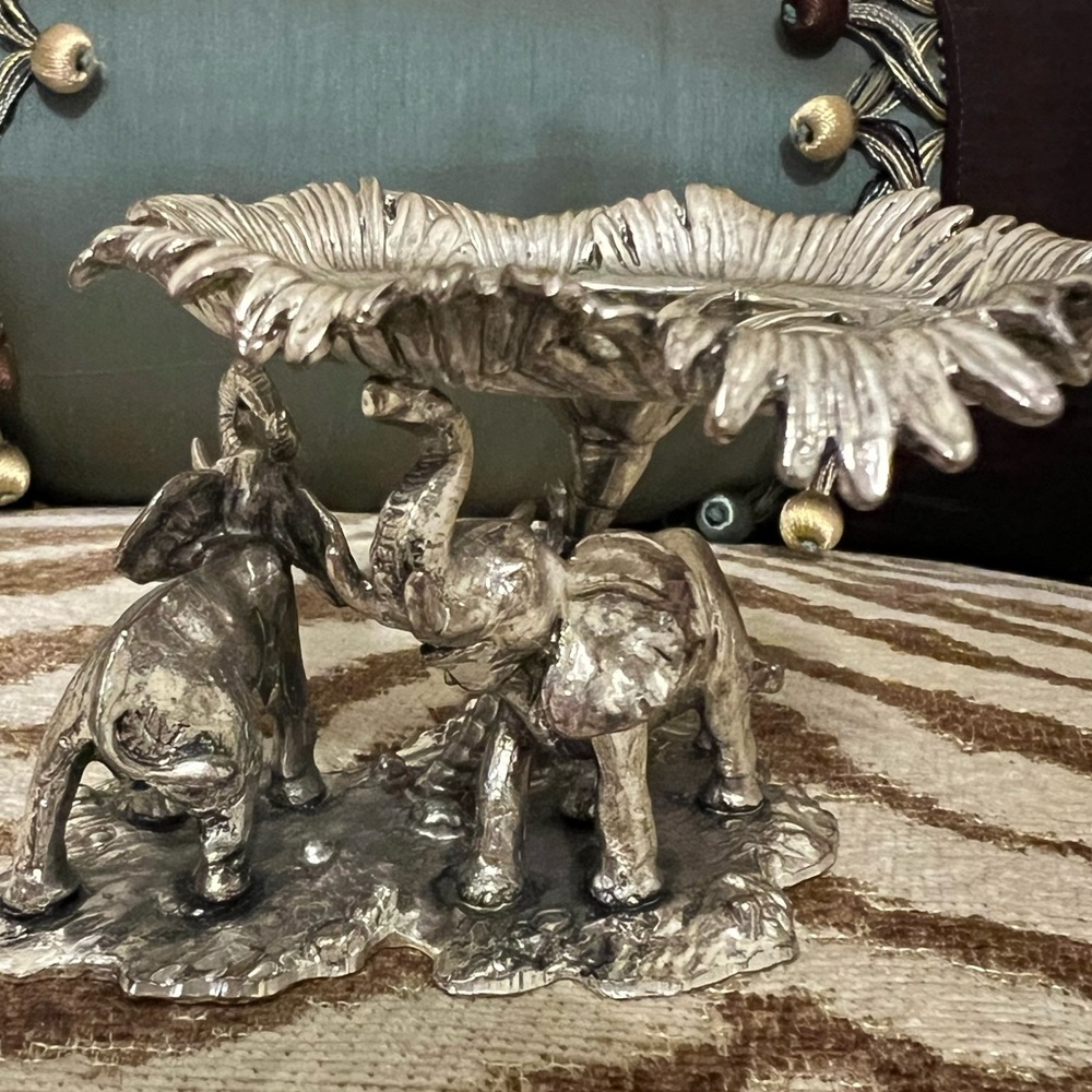 2 pewter elephant candle holders